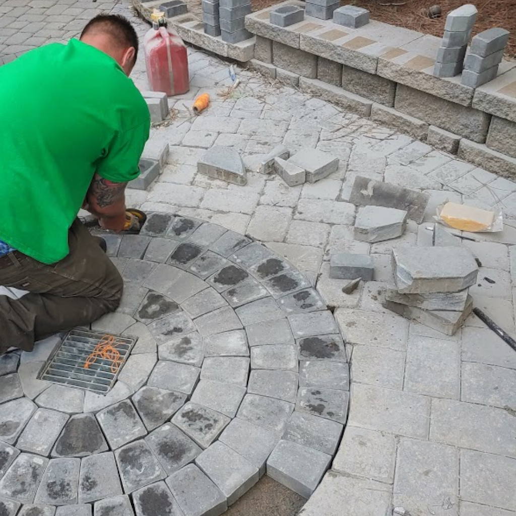 Sam installs custom patio pavers