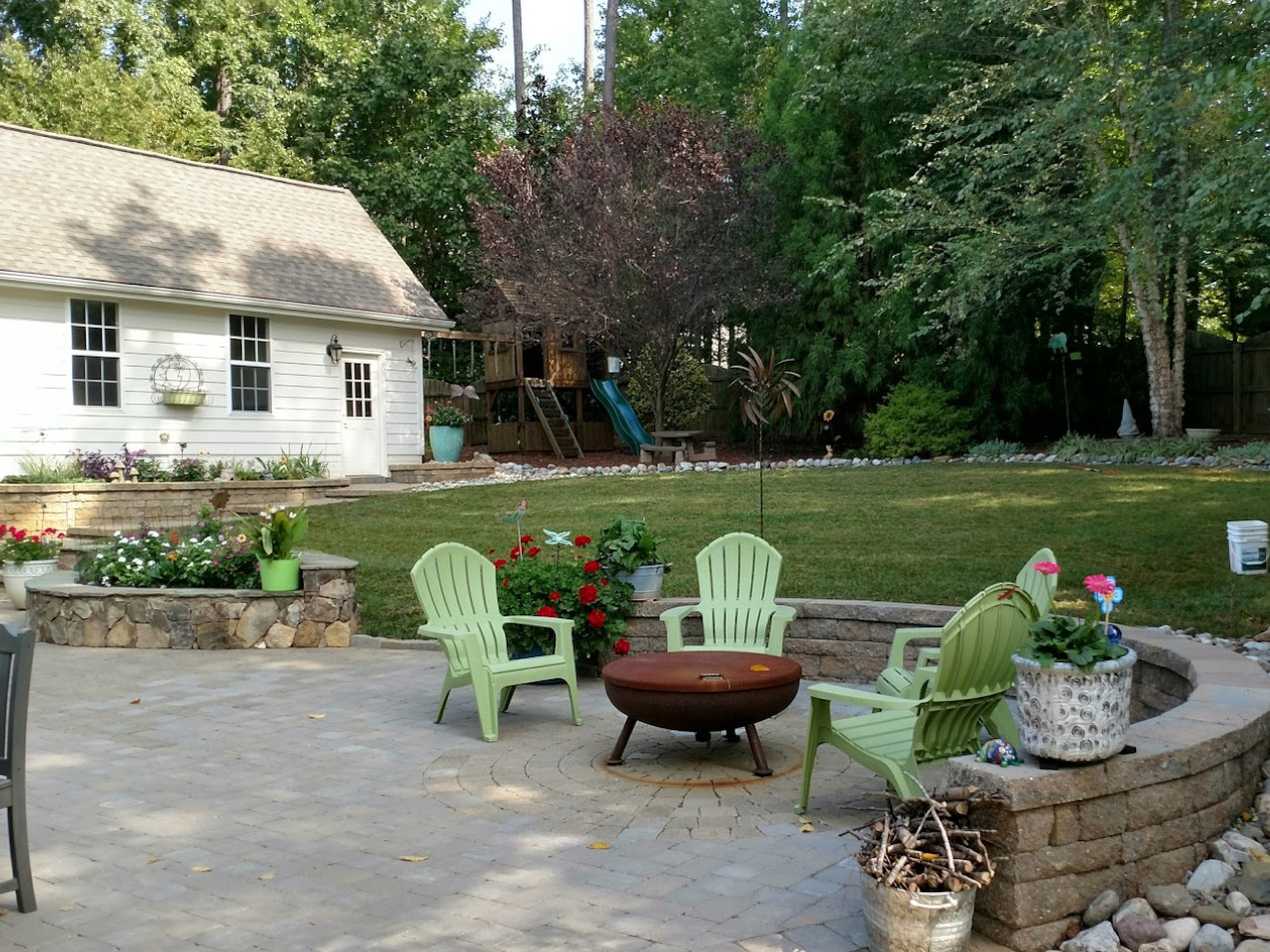 Landscape installation in backyard